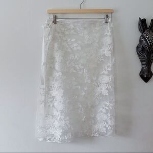 White Lace Overlay Wrap Skirt